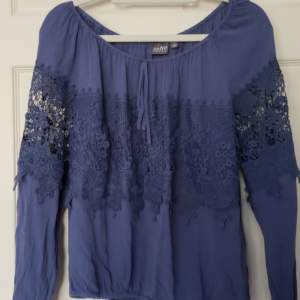 Blue boho blouse